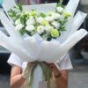 BÓ HOA CÁT TƯỜNG TRẮNG MIX PHĂNG XANH
