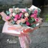 BÓ HOA HỒNG MIX LÁ BẠC