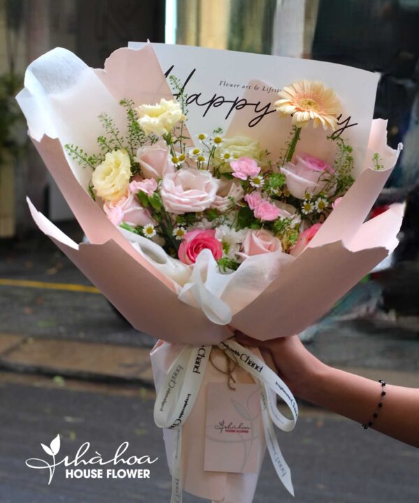 Bó hoa hồng mix đồng tiền