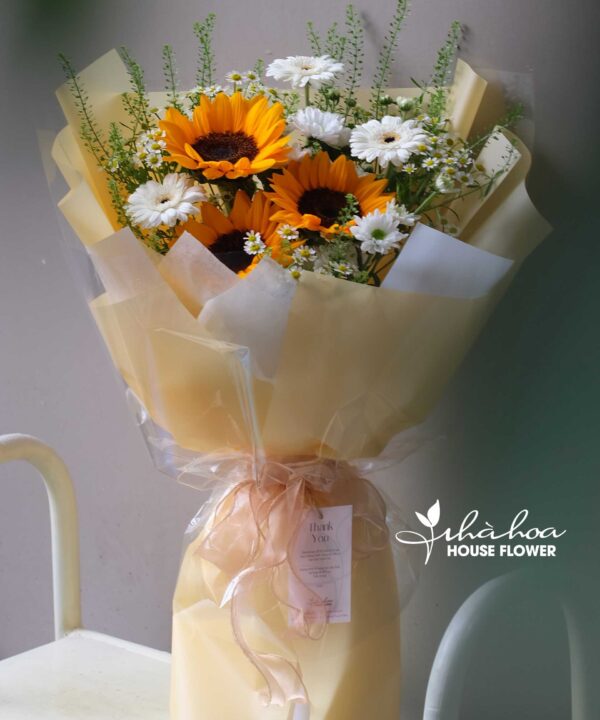 BÓ HOA HƯỚNG DƯƠNG MIX ĐỒNG TIỀN