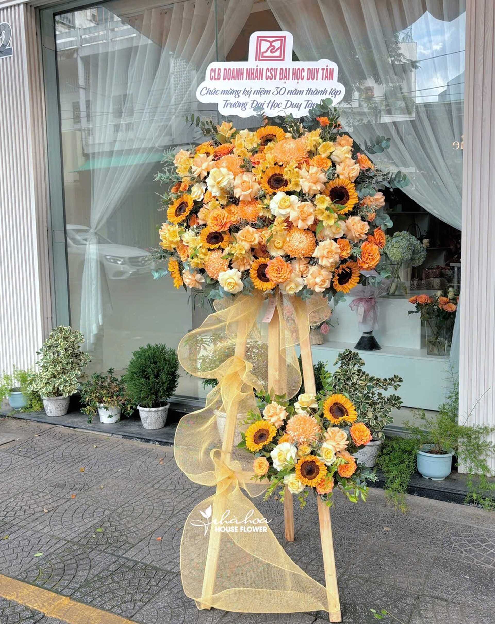 KỆ HOA CHÚC MỪNG TONE VÀNG - KH12